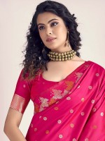 Rani Pink Soft Banarasi Silk Saree